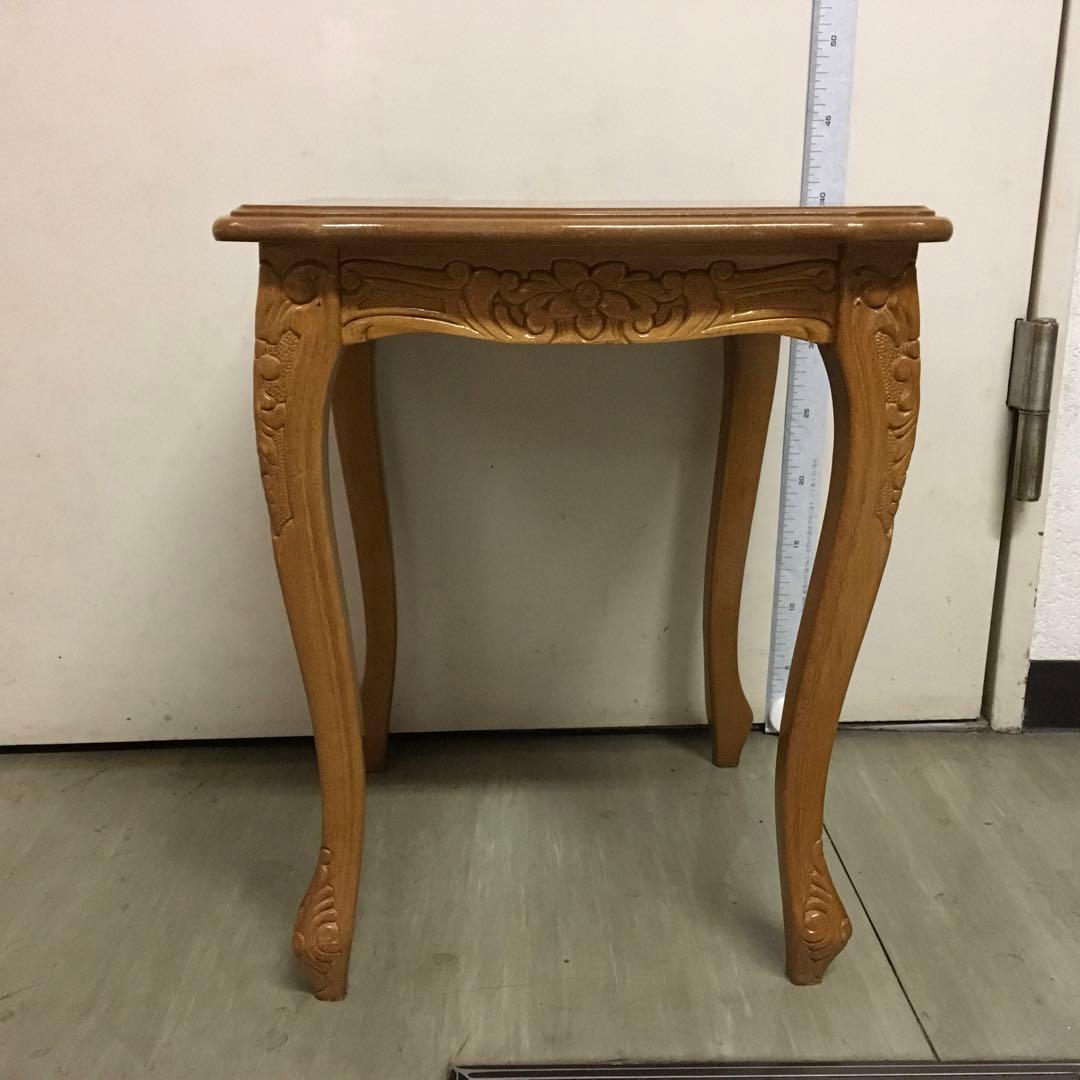 こうママ　木製サイドテーブル 装飾彫刻入り　大中小3個セット