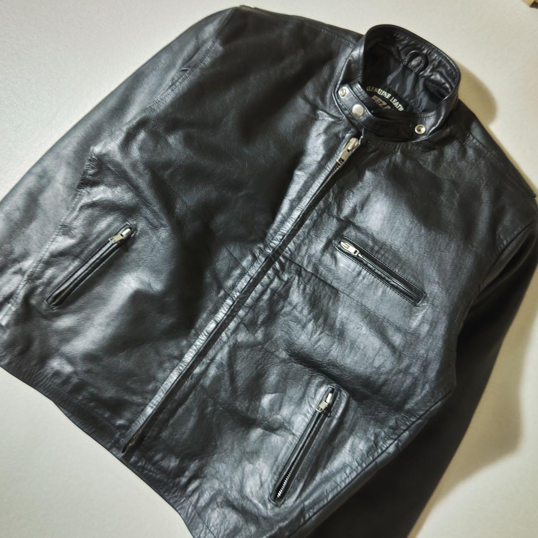 EEZAN　ライダースジャケット　シングル　レザージャケット　本革　黒　立襟