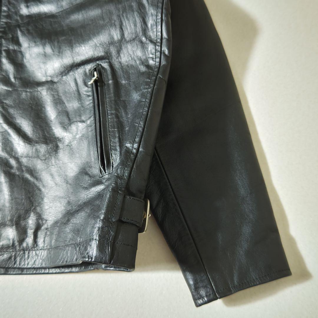 EEZAN　ライダースジャケット　シングル　レザージャケット　本革　黒　立襟