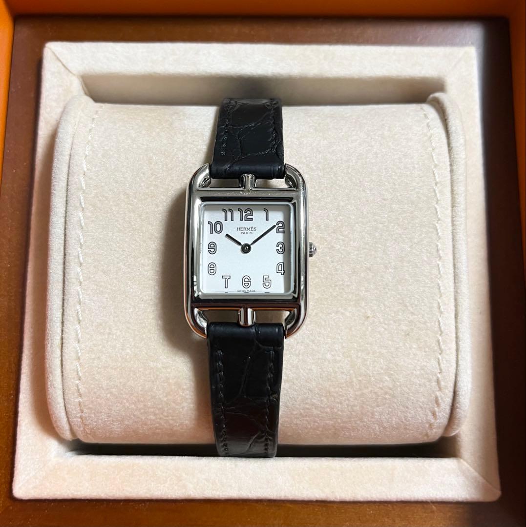ブラック アリゲーター レザー ベルト 時計 エルメス ケープコッド HERME