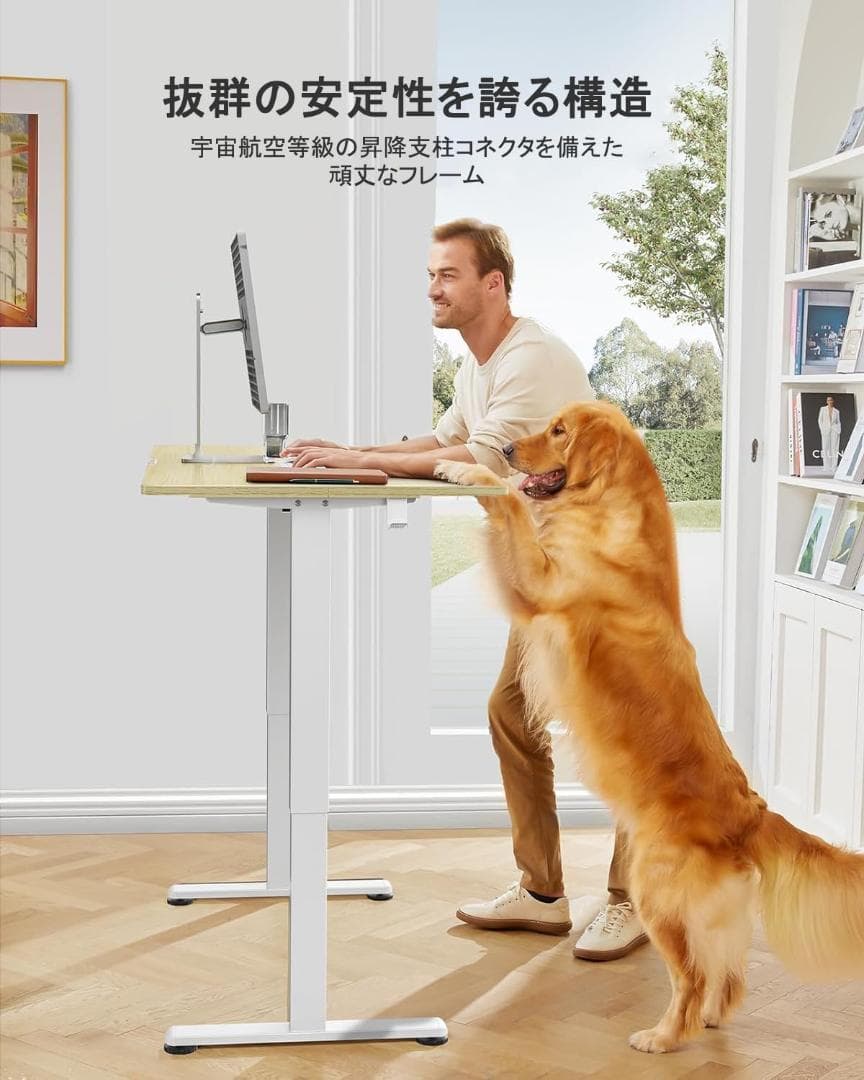 電動 オフィスワークテーブル 昇降式デスク スタンディングデスク 幅120cm