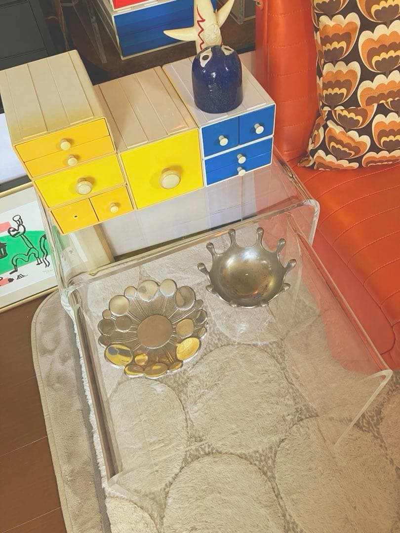 アクリル ネストテーブル 3台セット ミッドセンチュリー スペースエイジ 飾り台