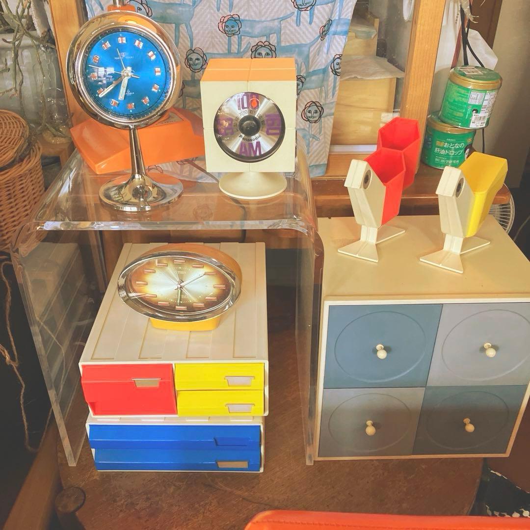 アクリル ネストテーブル 3台セット ミッドセンチュリー スペースエイジ 飾り台