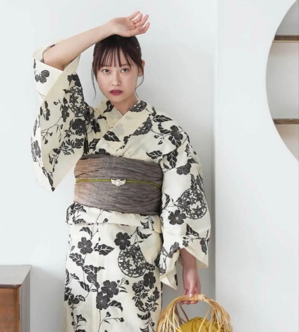 花柄 浴衣 グレー帯 選べる浴衣3点セット utataneオリジナルデザイン