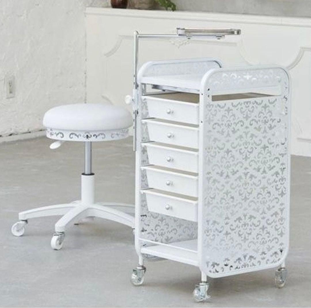 ホワイトオフィスワゴン 5引き出し