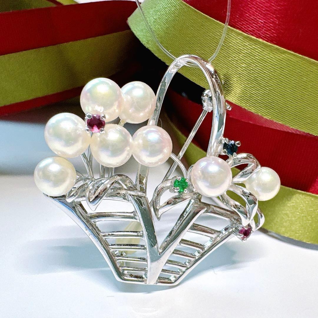 本真珠　あやかパール　K18　シルバー　アコヤ　ペンダントトップ　ブローチ兼用