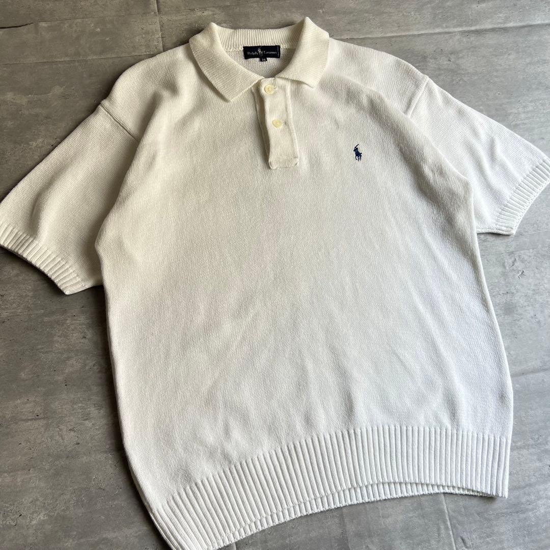 Ralph Lauren　ラルフローレン　サマーニット　ポロシャツ　刺繍ロゴ　M