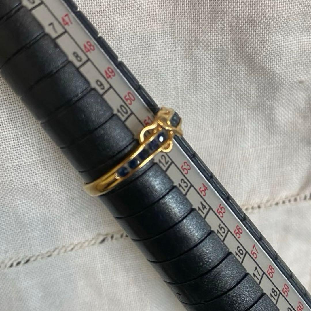 K18 ダブルハート ブルーストーン リング