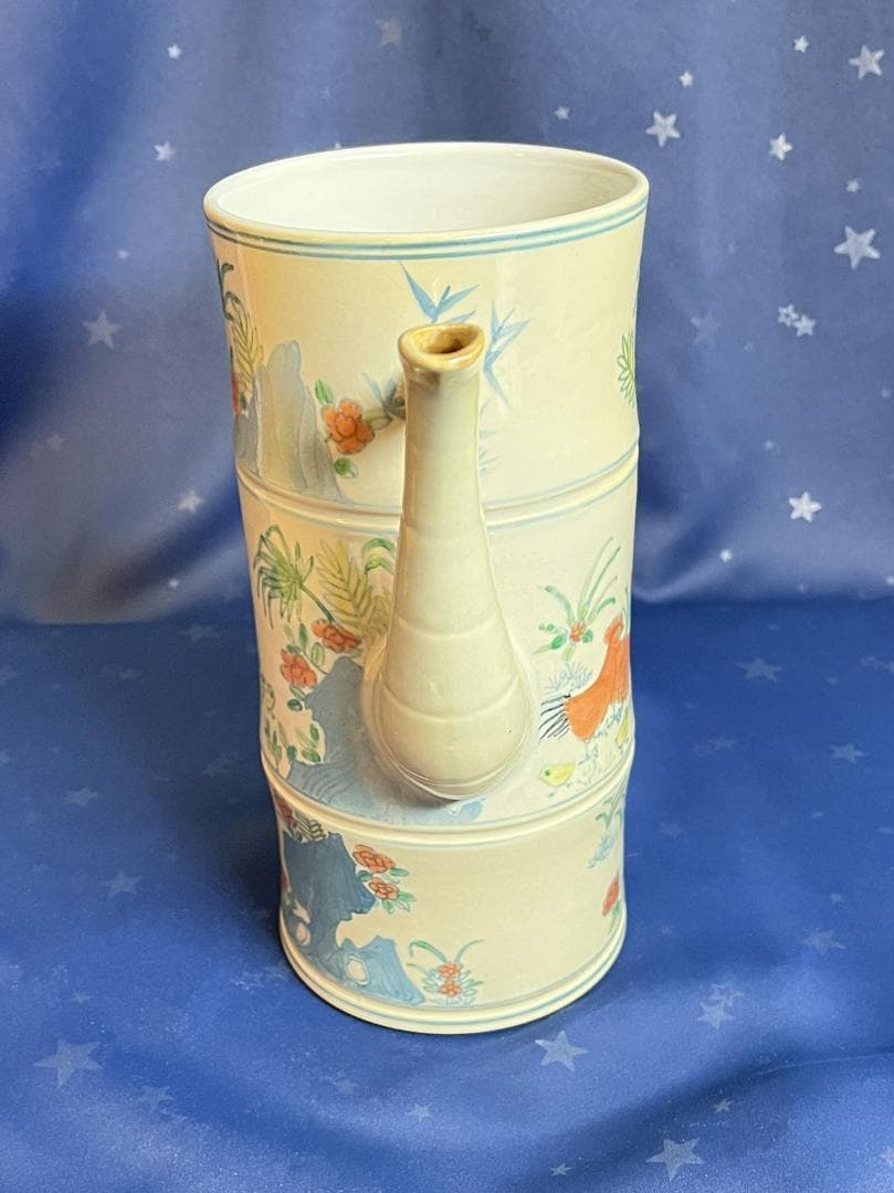 中国古玩 大清乾隆年製 鶏草花紋 茶器 水差し 置物 高さ約26.3cm 時代物