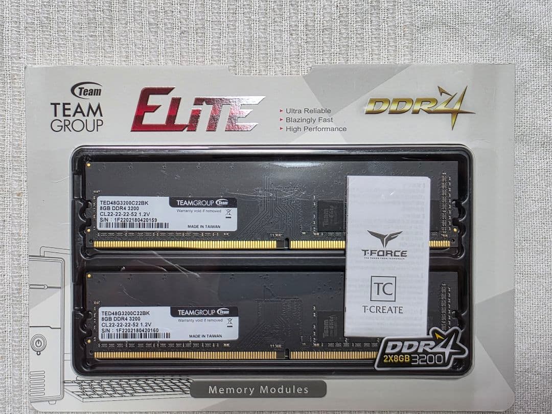 メモリー ELITE DDR4-3200 8GBx2