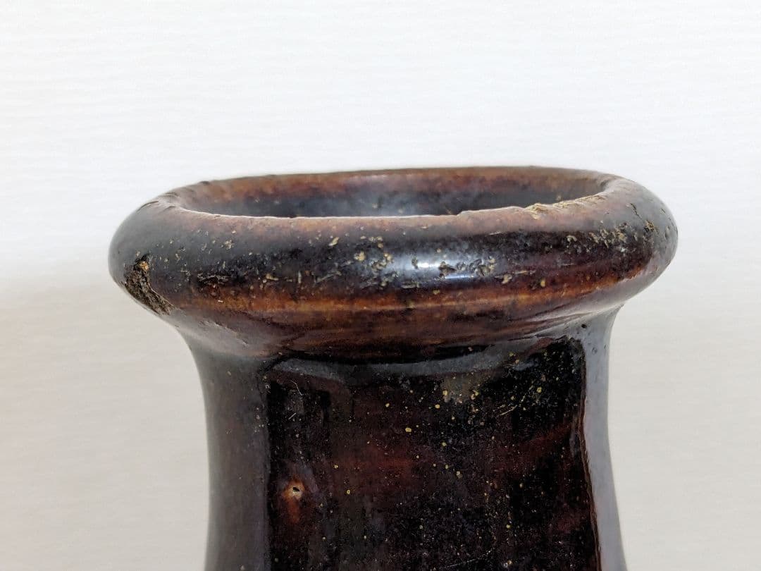 ♦江戸時代 尾呂窯 鉄釉 徳利 瓶 酒器 18世紀初頭 花器 花生置物 骨董品