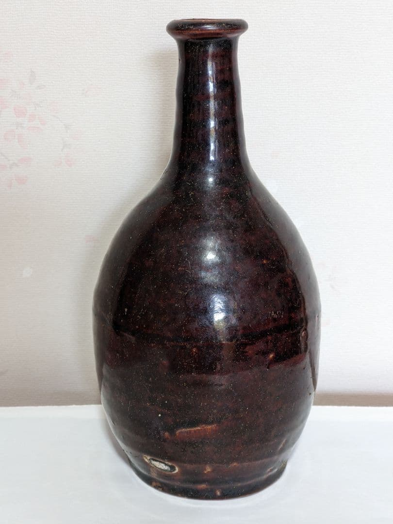 ♦江戸時代 尾呂窯 鉄釉 徳利 瓶 酒器 18世紀初頭 花器 花生置物 骨董品