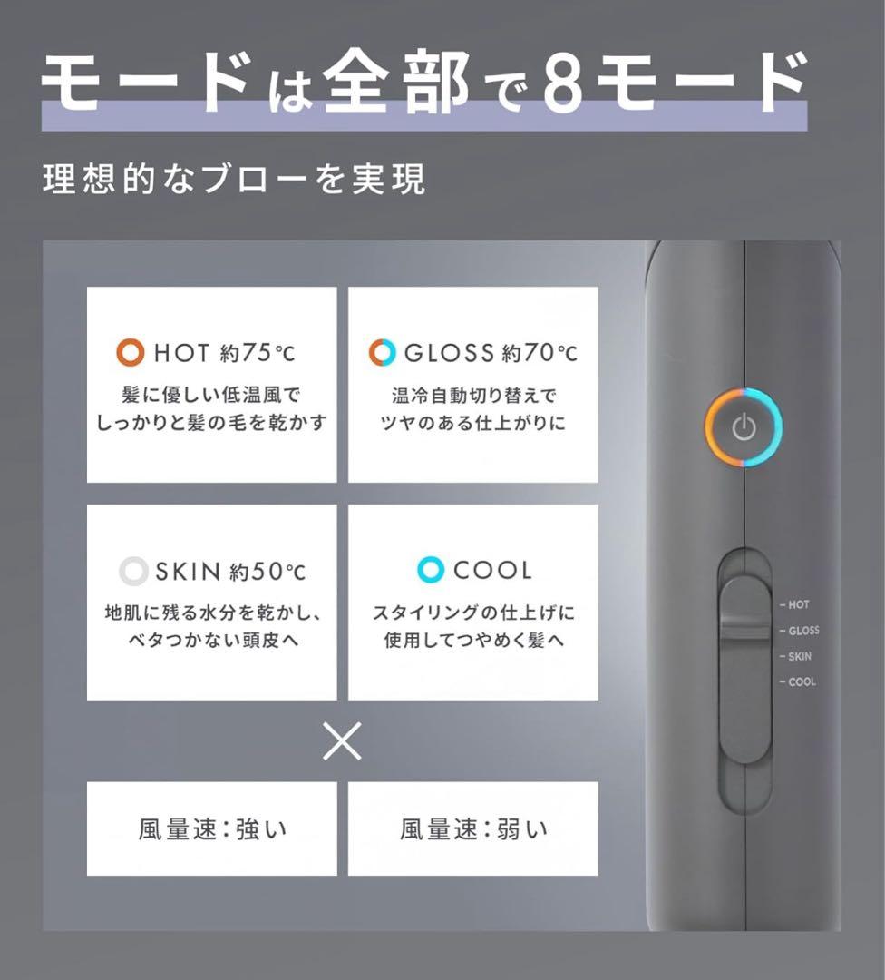 新品★ SALONIA スムースシャイン ドライヤー 大風量 速乾 軽量 グレー