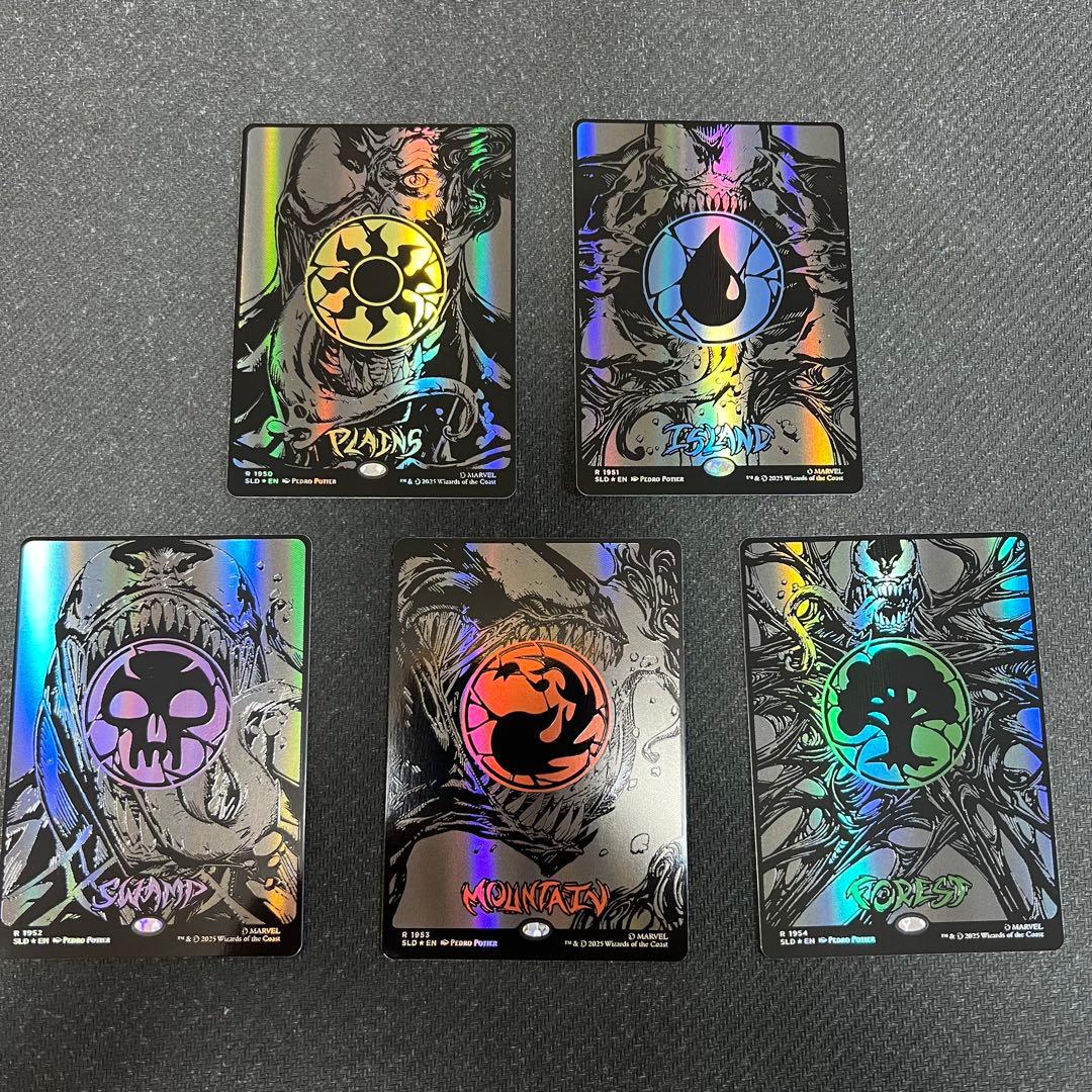 MTG SLD スパイダーマンレイズドFOIL 基本土地 ５枚セット