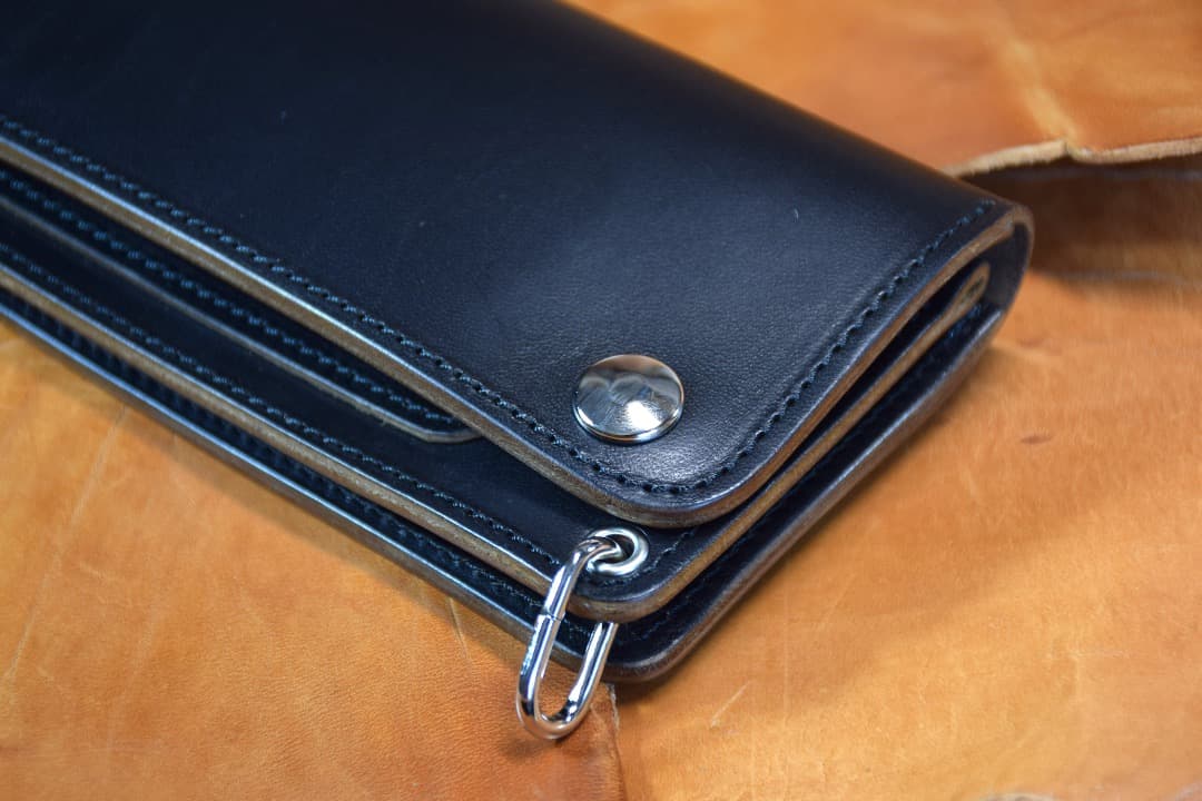 トラッカーウォレット MARYAM社　馬革 　ホースパット　茶芯　黒