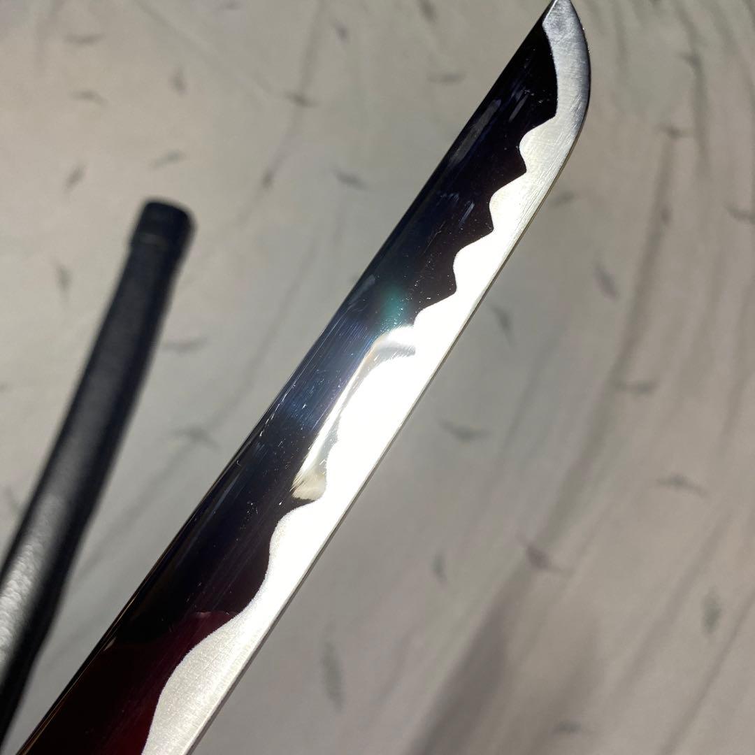 模造刀 ツートン皮巻柄 楕円鍔 黒粒黒鞘