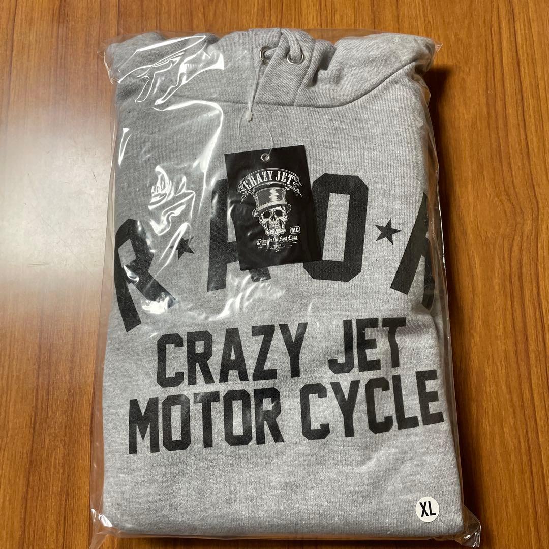 CRAZY JET MOTOR CYCLE パーカー　グレー　XLサイズ