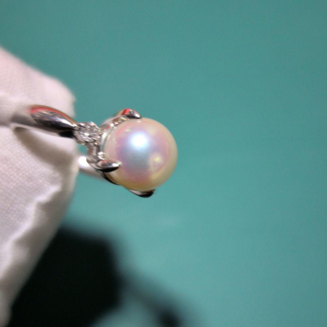 プラチナ　パール　ダイヤ　リング　Pt900 9㎜ 11号　刻印あり　真珠　指輪