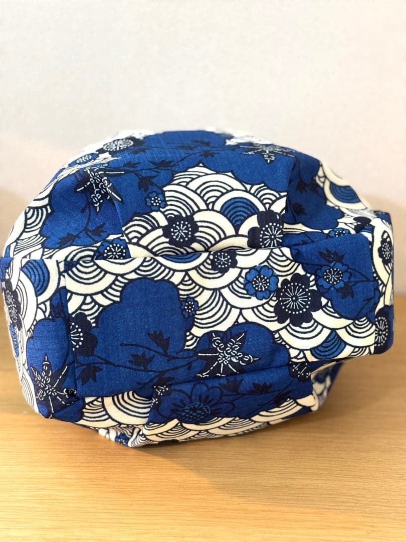 和装バック　着物バック　琉球柄　青海波　紅型生地（青）入学卒業結婚七五三振袖