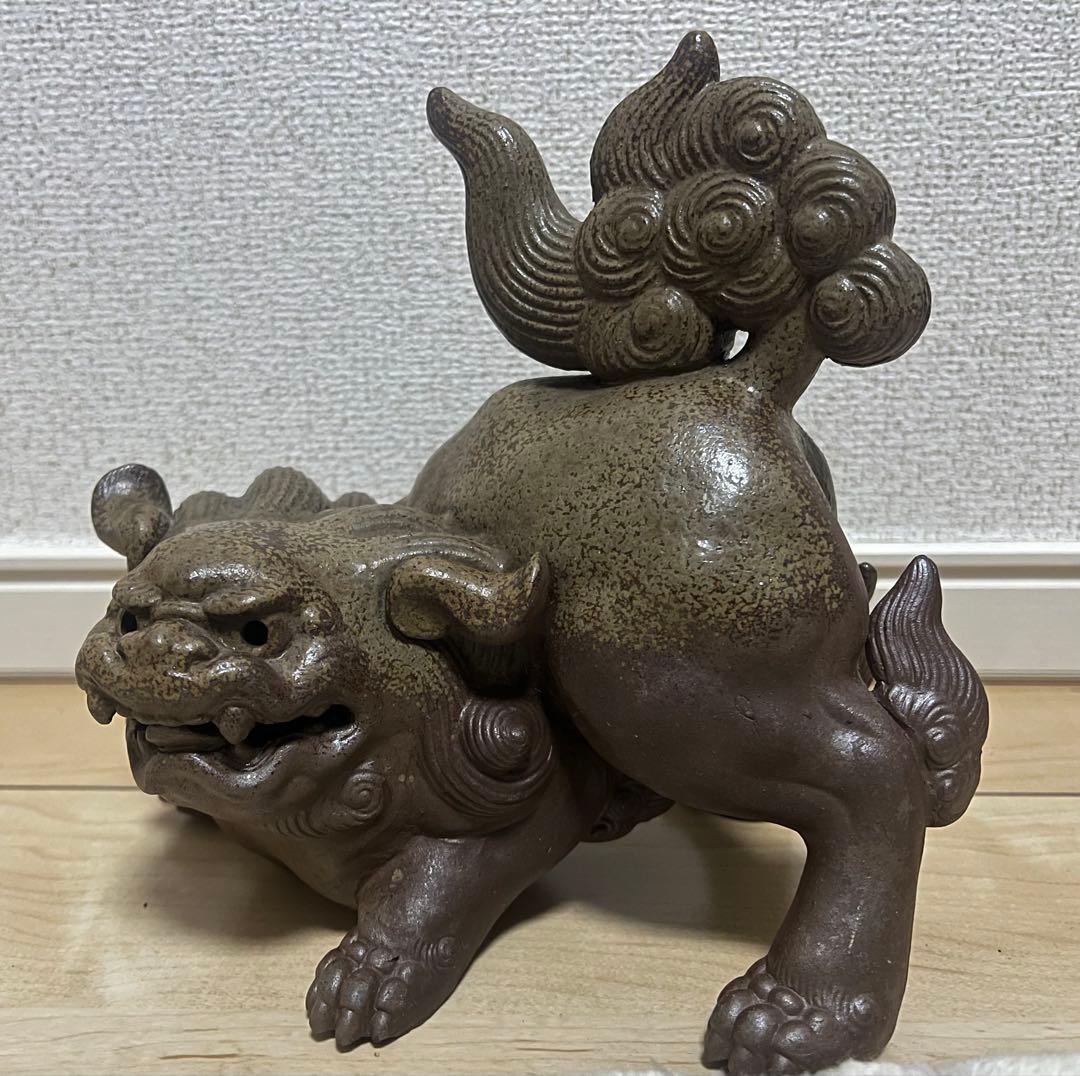 備前焼 獅子 陶弘 古備前 金重利陶苑 置物 唐獅子 狛犬