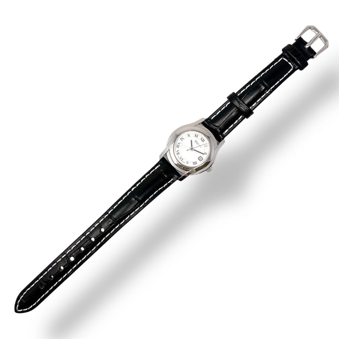 グッチ 5500L 革ベルト レザー クォーツ シルバー レディース 時計 美品