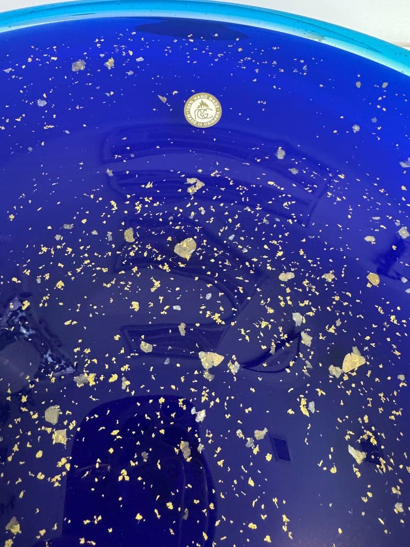 末吉清一　大皿　琉球ガラス　金箔