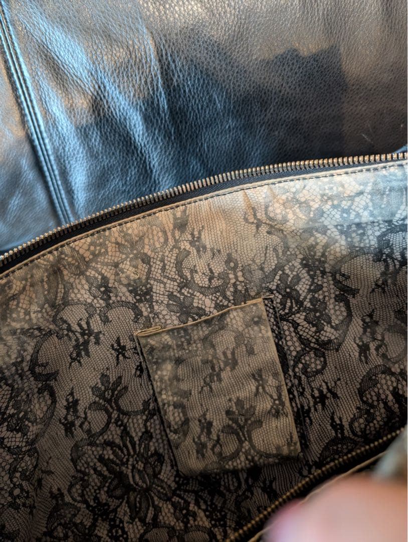 【Dolce & Gabbana レザートートバッグ／ブラックxグレー】