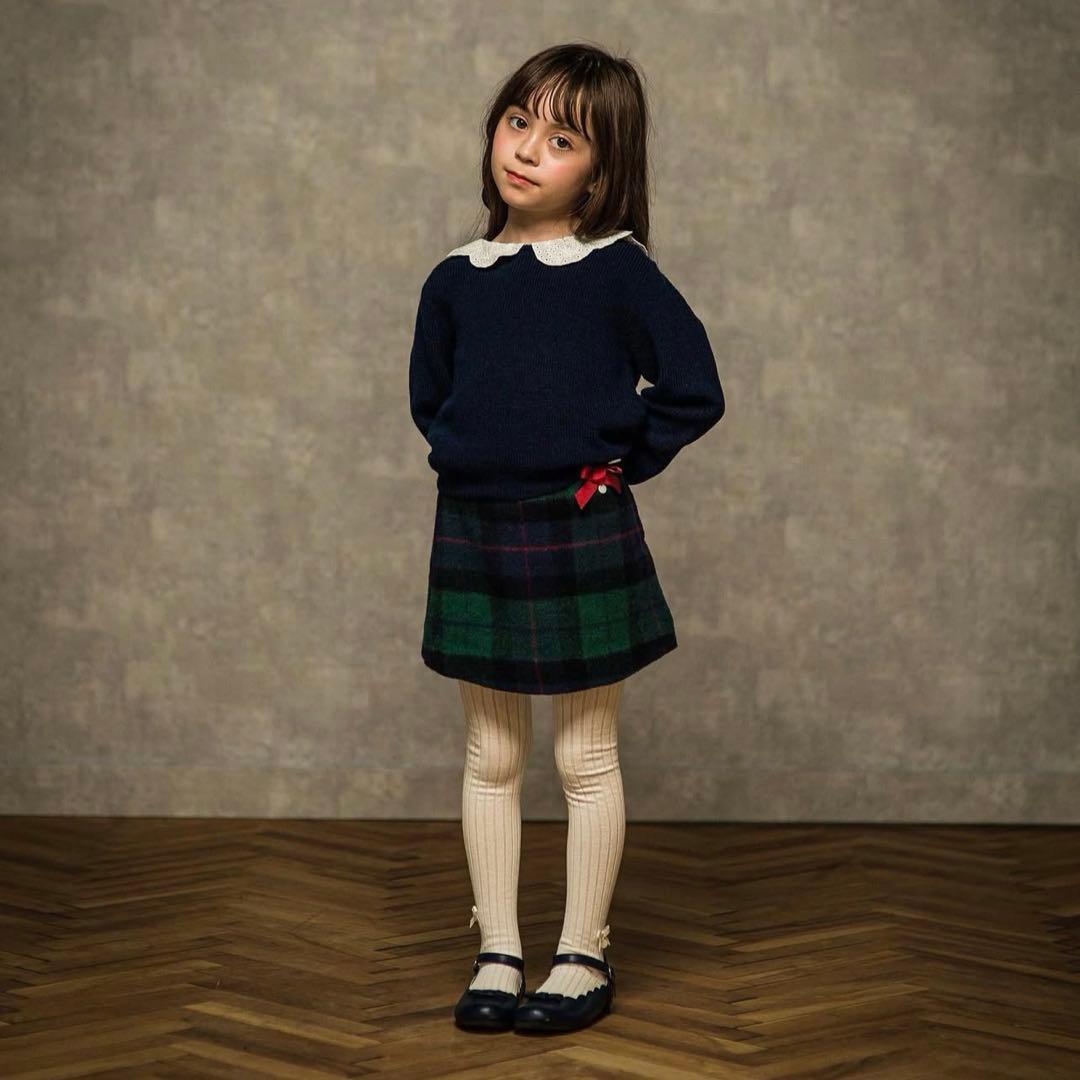 えり　美品　チェック柄スカート　タートル140 タイツ　セット