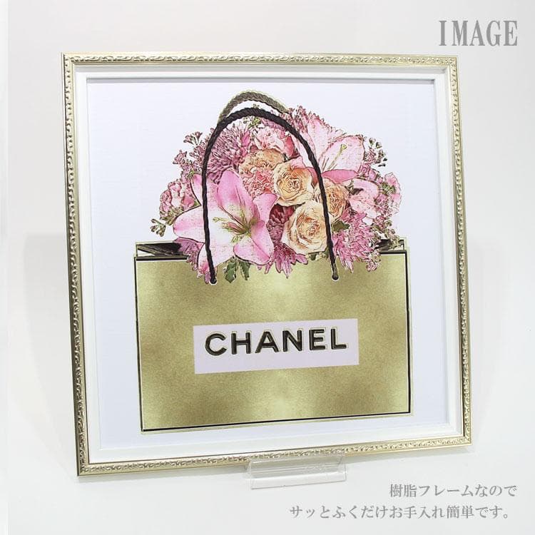 オマージュ アート ゴールドバッグ ピンク ブーケ M ブランド シャネル 花