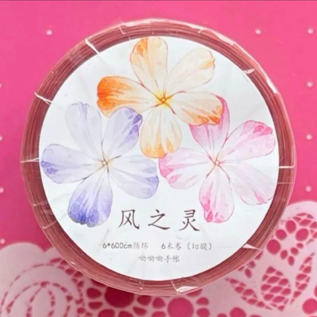 PET 风之灵 6cm×6m ダイカット 海外マステ　海外マスキングテープ　花