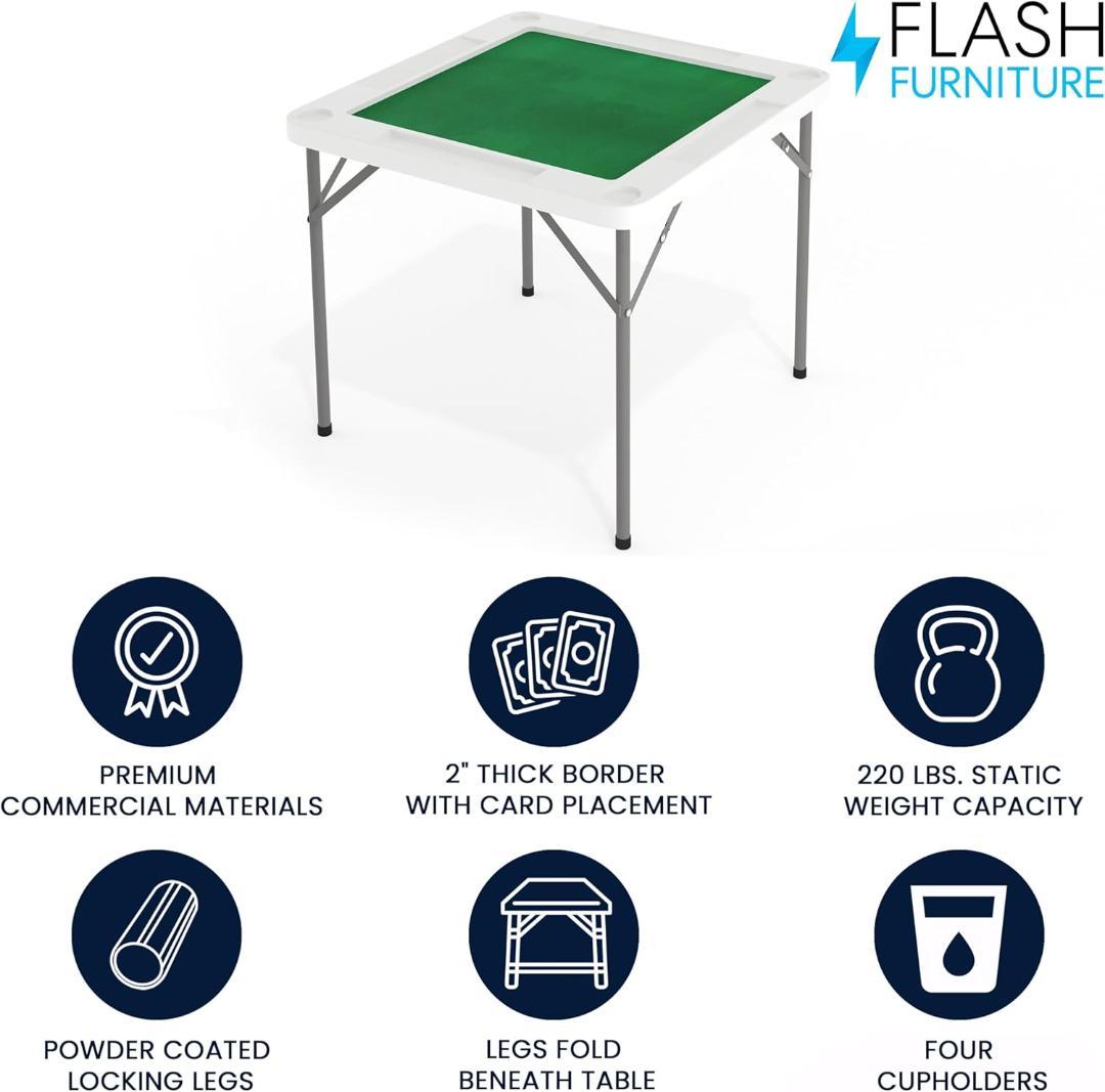 Flash Furniture Silas 折り畳みゲームテーブル グリーン表面