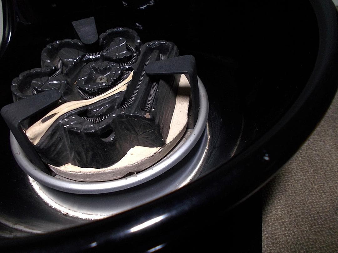 茶道具 富士釜 茶釜 真塗風炉型野々田電熱器 動作品 送料込み