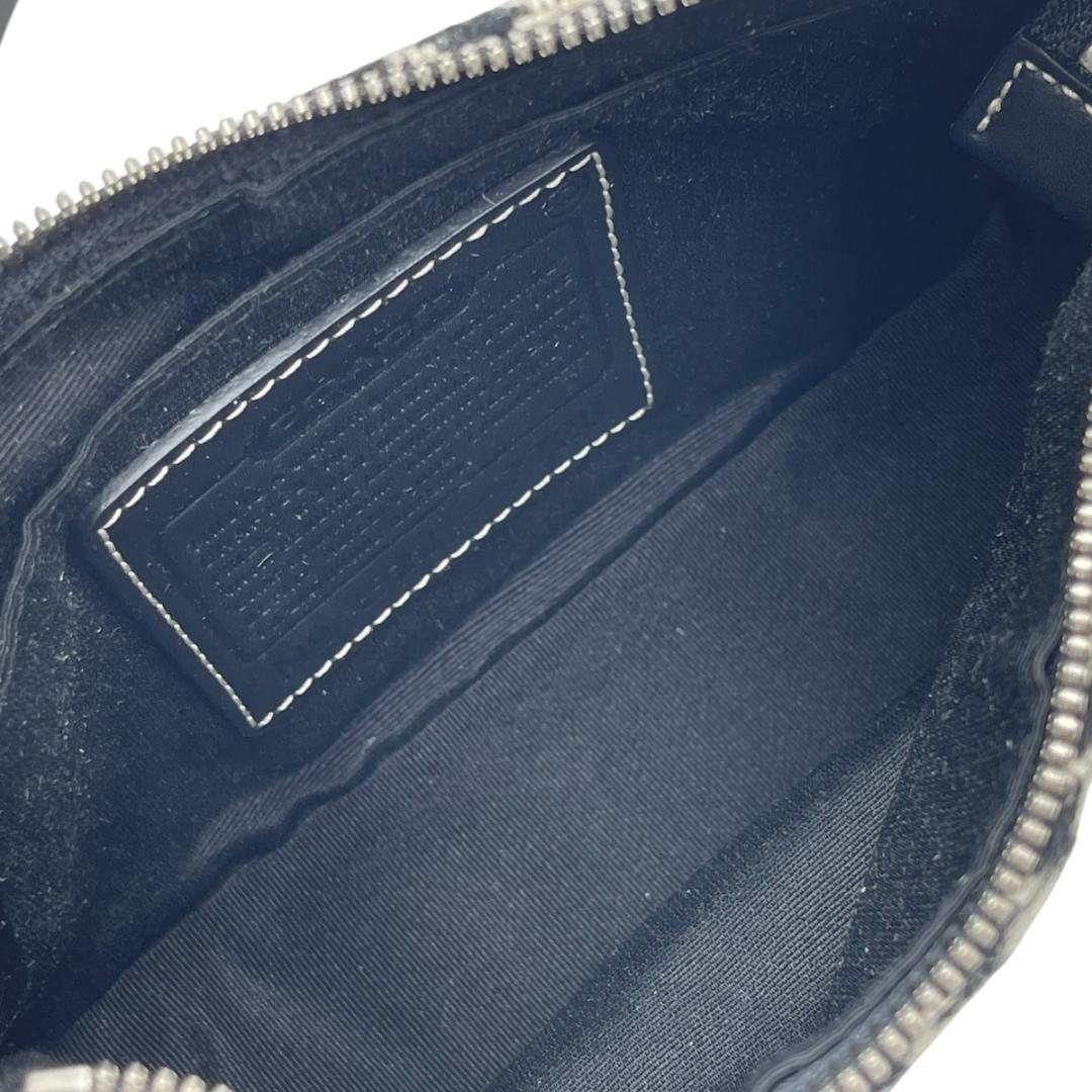 COACH 7728 千鳥柄 アクセサリーポーチ ハンドバッグ ウール レザー