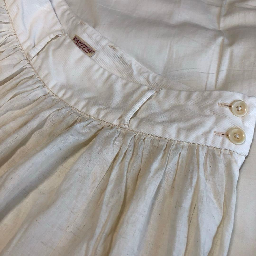 未使用タグ付★KAPITAL★コーデュロイ×麻スレキフリルパンツ★きなり★1