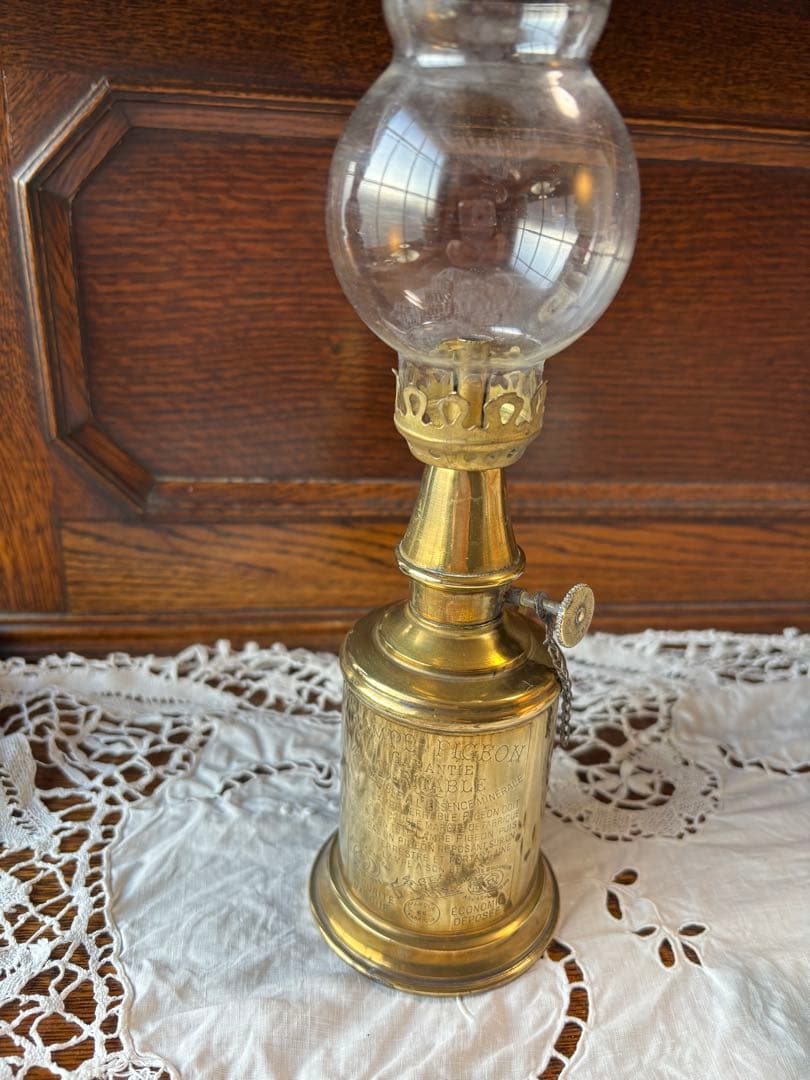 フランスアンティーク 真鍮製クラシックオイルランプ