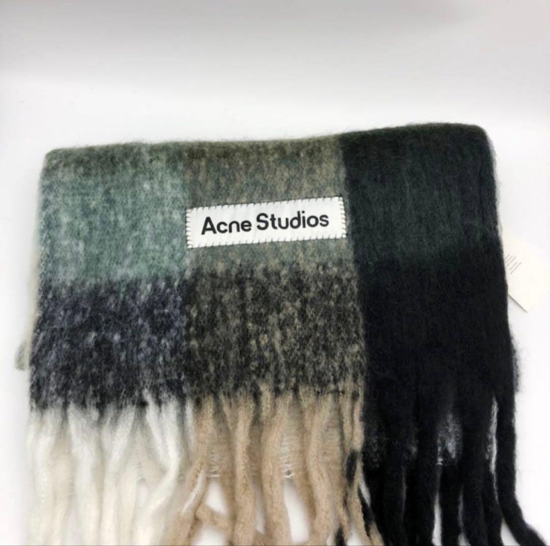 めえ 　Acne Studios チェック柄マフラー グレー系