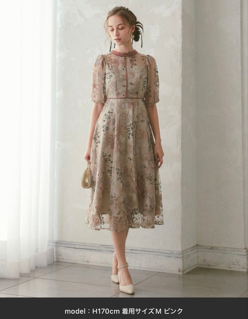 Dorry Dollフラワーエンブロイダリードレス　ピンク