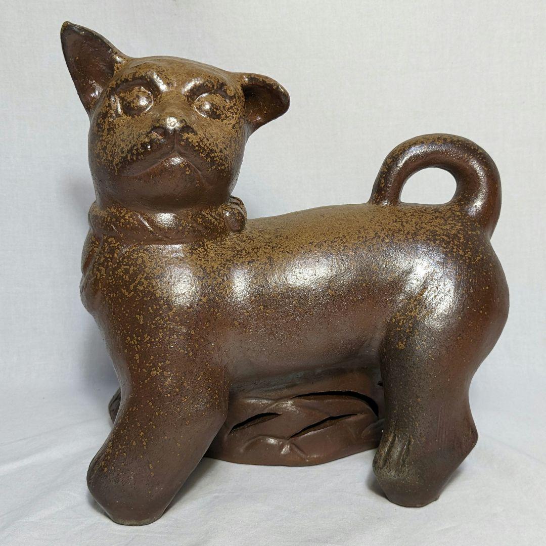 岡山県重要無形文化財 浦上善次 備前焼 甲戌 共箱共布栞 干支置物 犬 イヌ