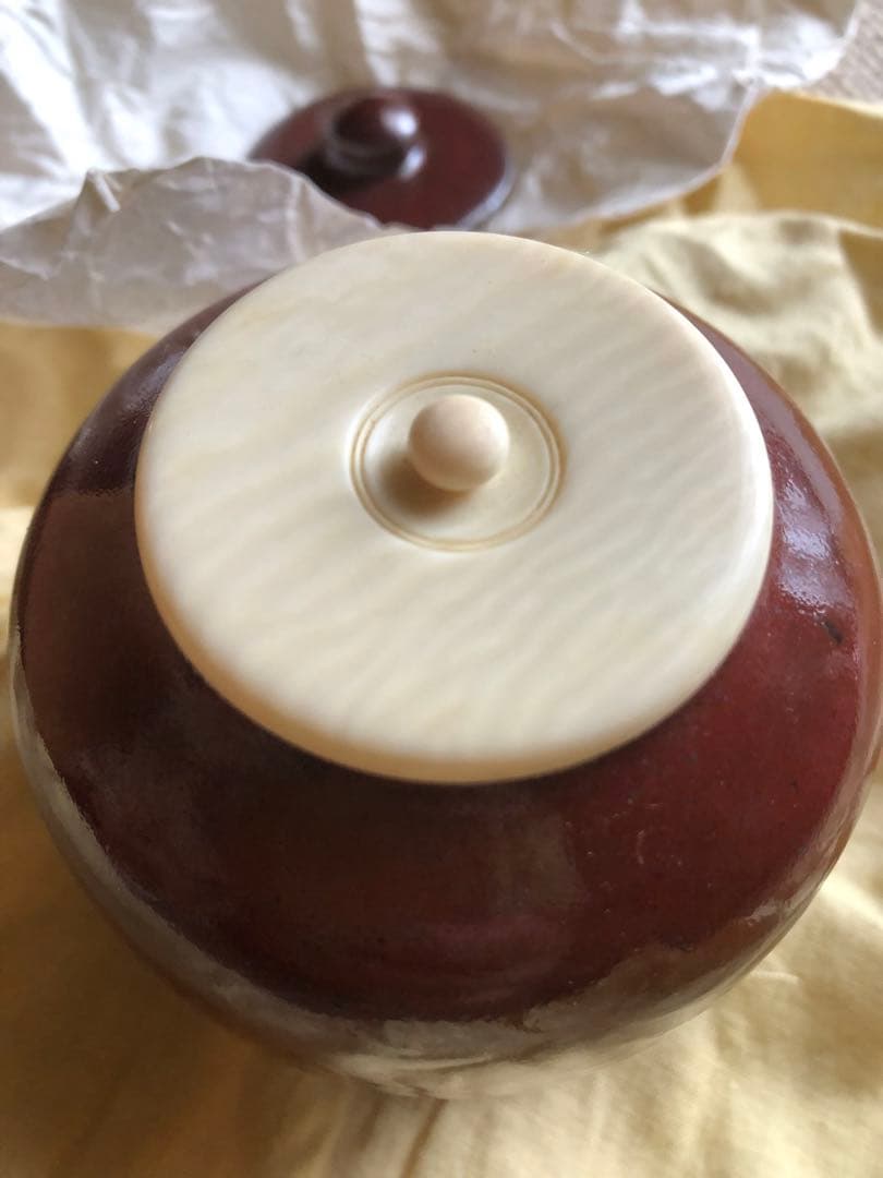 鉄砂　茶入　安東五　氏作　共箱入　替蓋付き