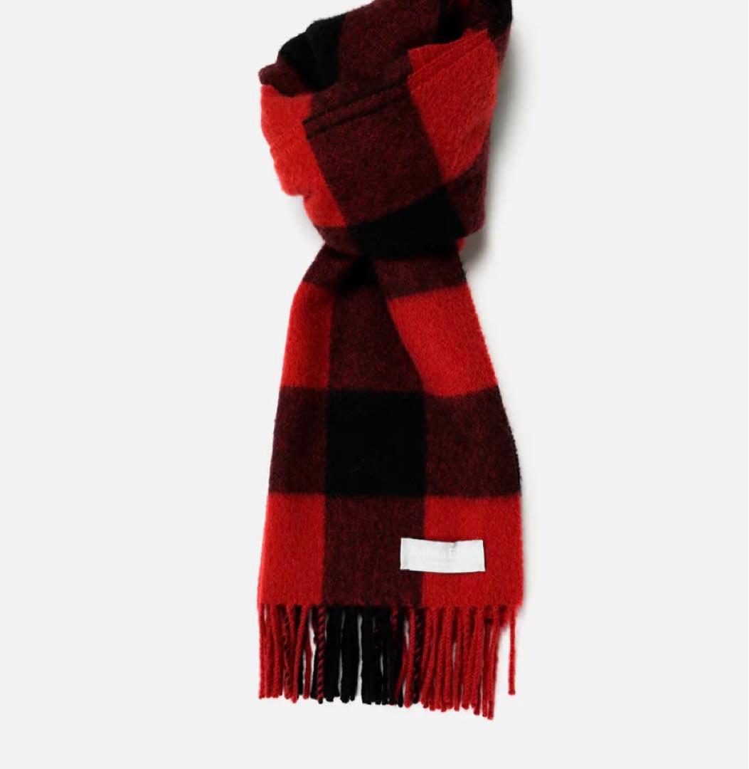 T*K様 未使用美品　Joshua Ellis 赤×黒のカシミアチェックマフラー