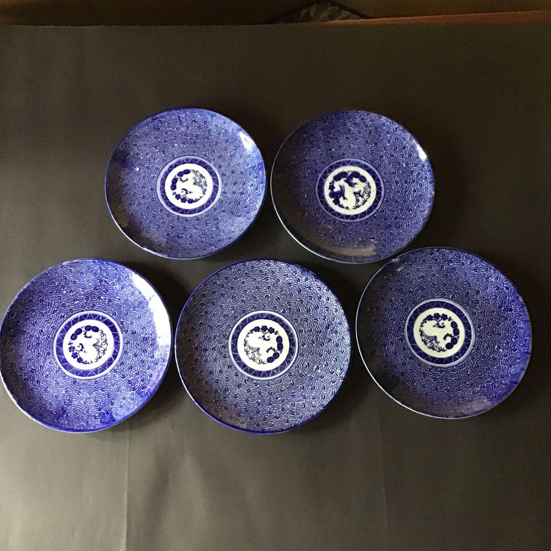 印番手7寸皿　5枚　明治期