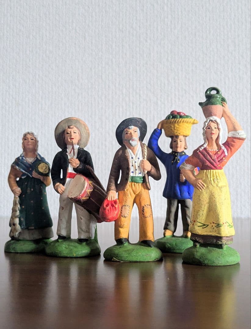 フランス ヴィンテージ サントン 人形 テラコッタ フィギュア 5点 置き物