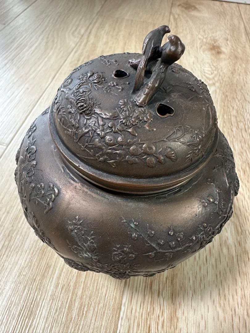 一点限り　高級　中古品　蝋型鋳銅 三つ足香炉 金工作家 村田宏作