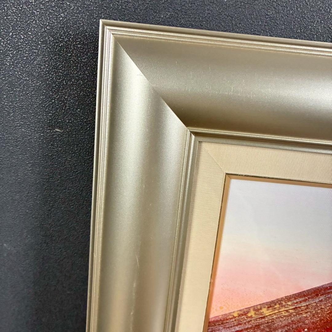 美品 徳田春邦「赤富士」油彩画 油絵 直筆サイン入り 富士山 縁起物 開運