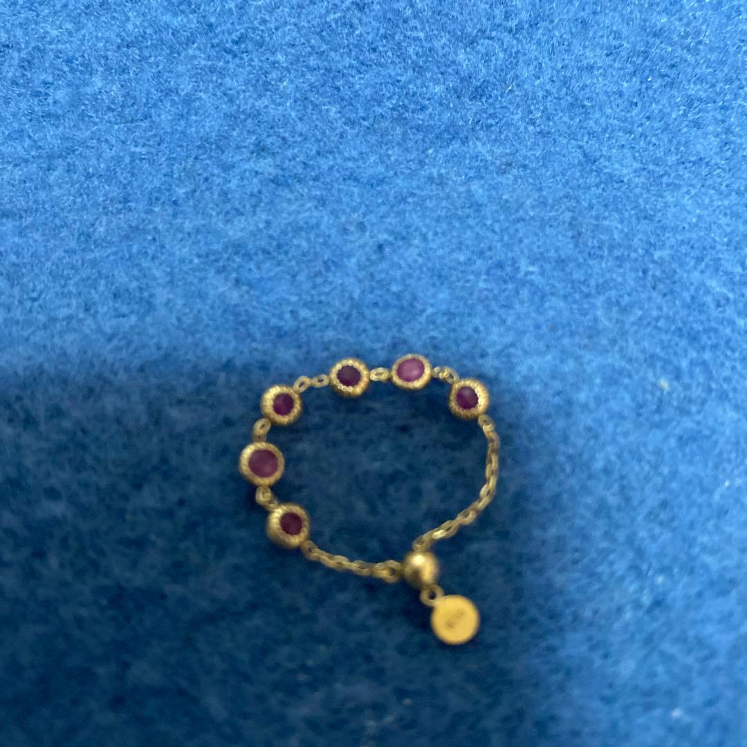 アガット ピンクルビー風ストーン チェーンリング、