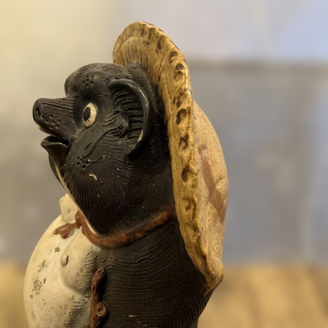 【 縁起物 】 信楽焼／たぬきの置物／他抜き／昭和レトロ／