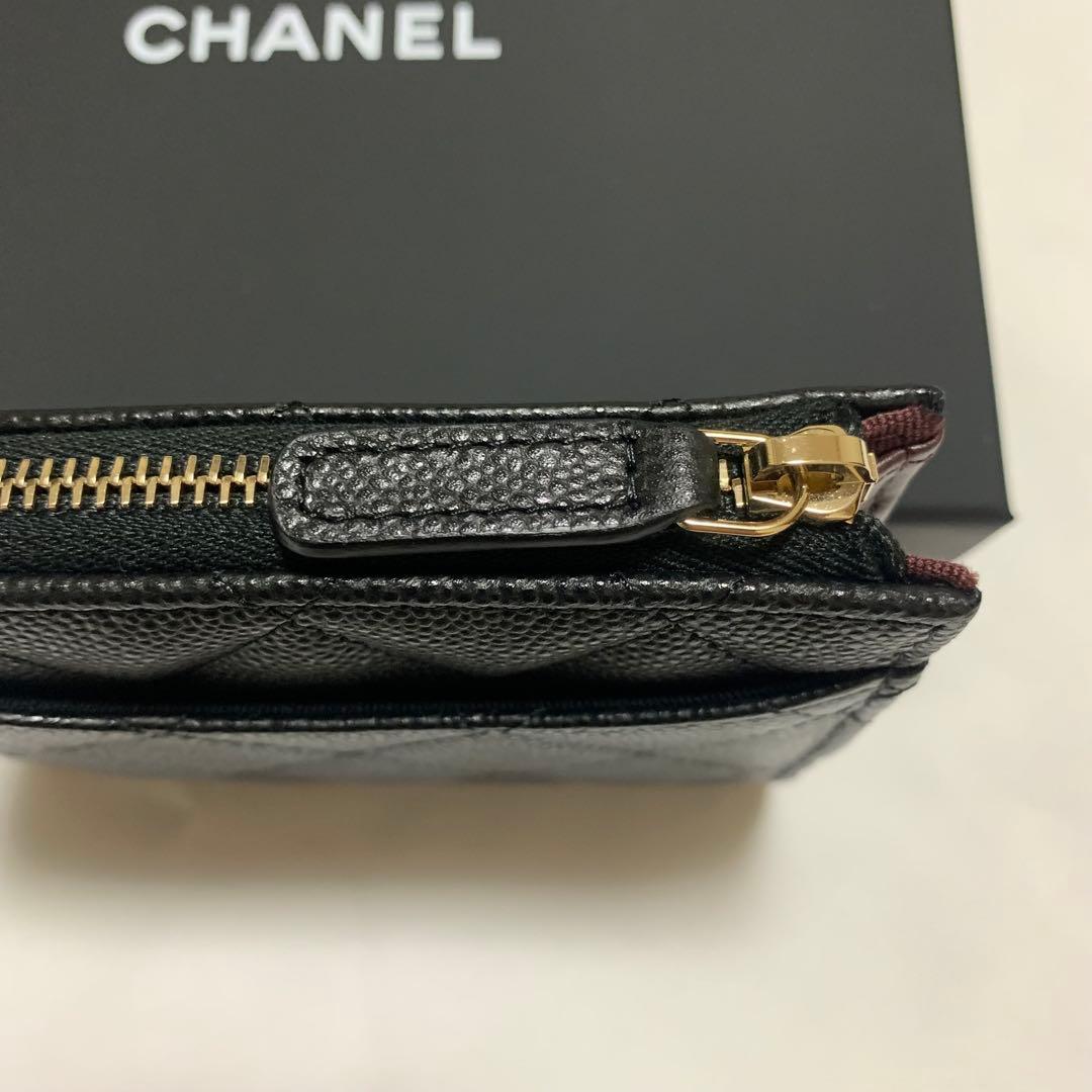 【新品】CHANEL ミニ財布 L字ファスナー キャリアスキン