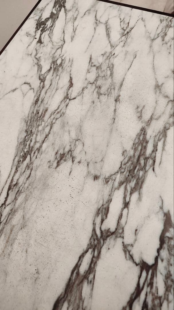 大理石風　ダークブラウン 木製テーブル 　アンティーク