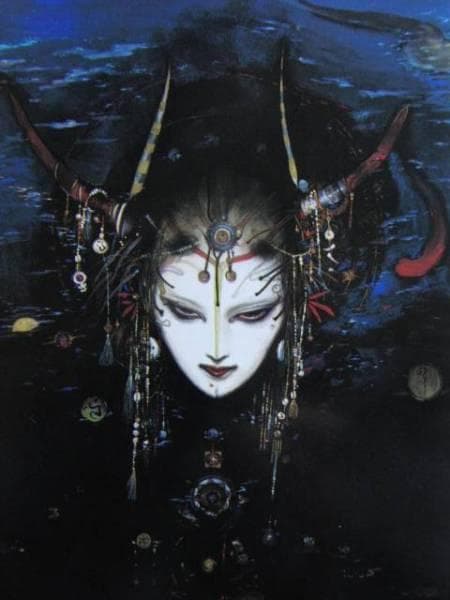 天野 喜孝、月神、無限の空の彼方から、希少な画集より、新品額装付、状態良好