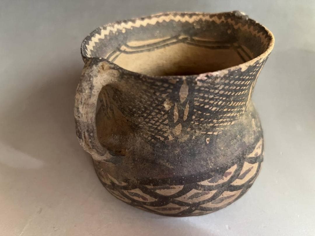 須恵器■土器 耳付き 口広 手持ち 土物 網目 古美術 時代物 骨董品■